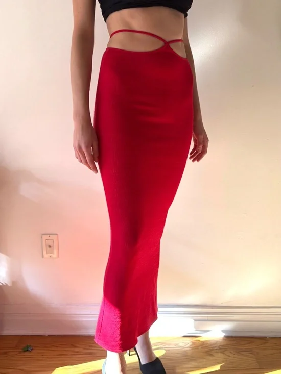 Red miyake archive skirt (S) - Picture 2 of 4